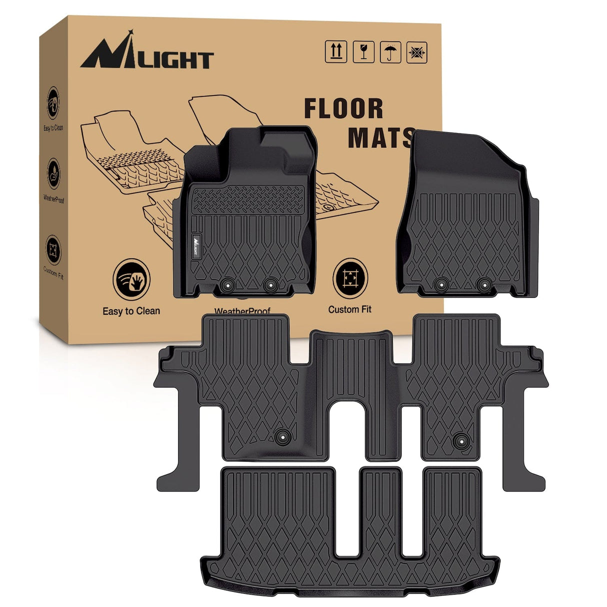 TPE Floor Mats for Nissan Pathfinder 2013-2020 Nilight