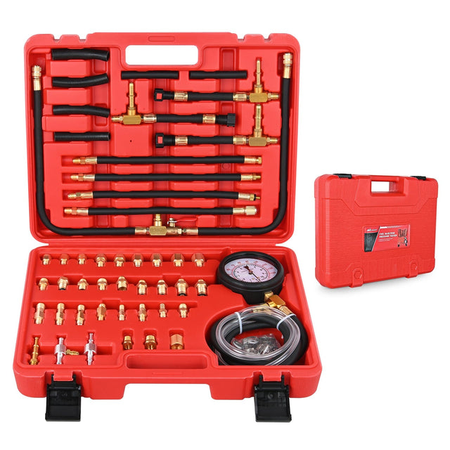 52 pcs 0-140 PSI Fuel Pressure Gauge with 9.49,7.89,6.30 Fuel Line Fittings Master Fuel Pressure Tester Kit Nilight