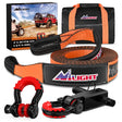 3 x 20 Inch Recovery Tow Strap Kit with 2Inch Hitch Receiver and 3/4Inch Anti-Theft D-Ring Shackles Nilight