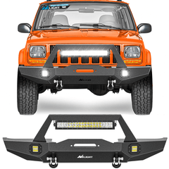 1984-2001 Jeep Cherokee XJ Front Bumper Winch Plate 120W Light Bar 18W Light Pods