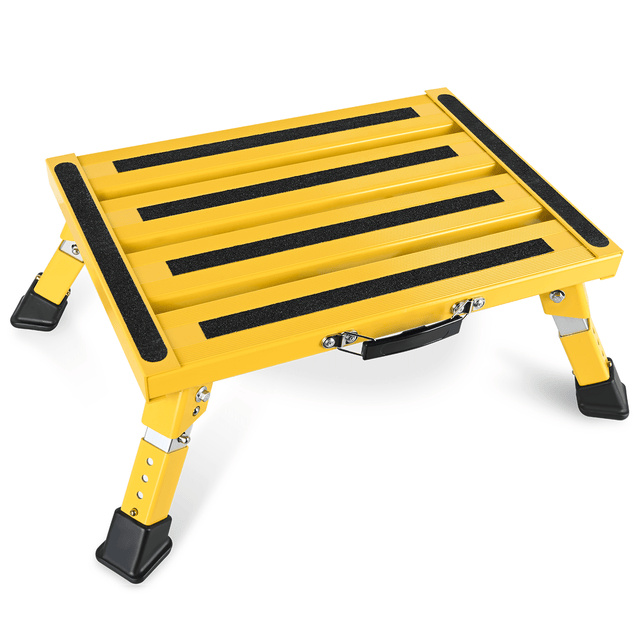 RV Yellow Folding Aluminum 4 Levels Adjustable Height Portable Platform Step Nilight