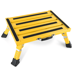 RV Yellow Folding Aluminum 4 Levels Adjustable Height Portable Platform Step