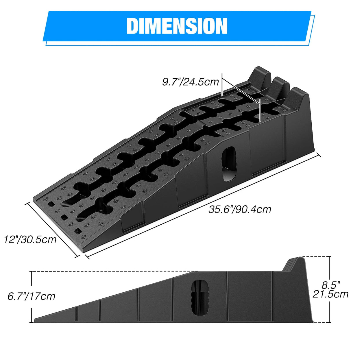 6.7Inch Lift Heavy Duty Truck Ramps 12000lb Capacity Portable Service Ramps Nilight