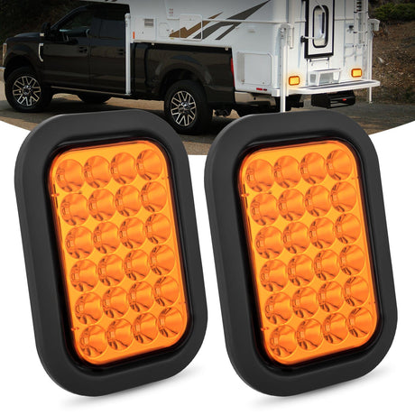 2 Pcs 5 X 3 Inch 24 Led Amber Rectangular Trailer Tail Light Nilight