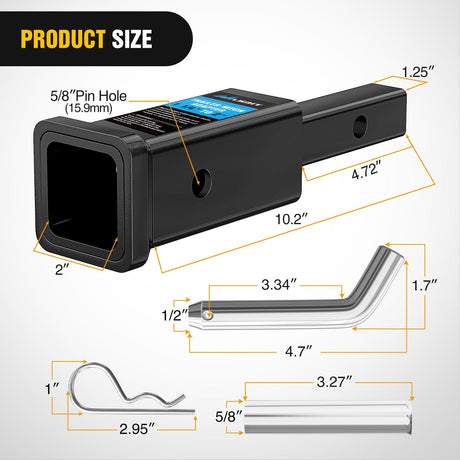 Trailer Hitch Receiver Adapter 1-1/4 to 2Inch Hitch Nilight