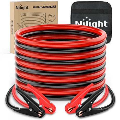 4 Gauge 25FT Heavy Duty Jumper Cable Nilight