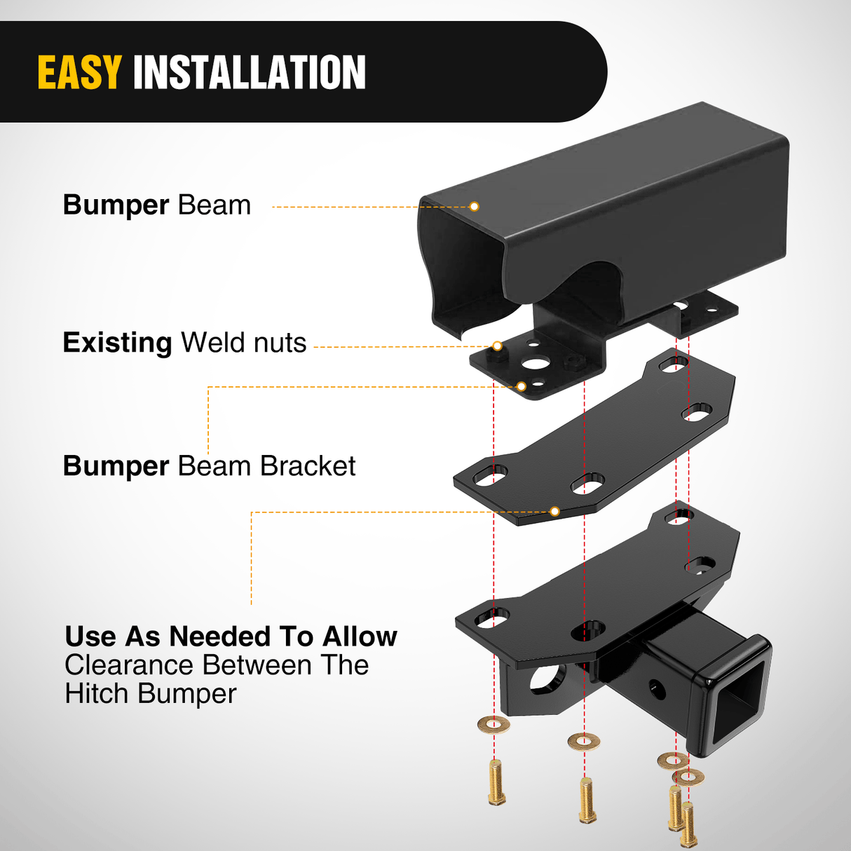 2 Inch Rear Bumper Tow Trailer Hitch Receiver Kit Nilight