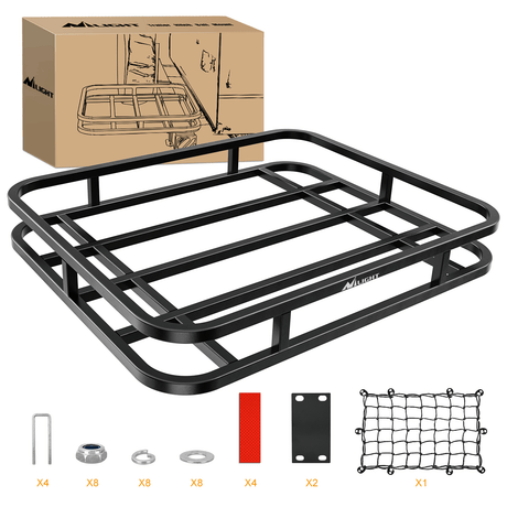 32×26×4 Inch RV Bumper Mounted Cargo Rack Carrier with Net Fits 4-inch or 4-1/2-inch Bumpers Nilight