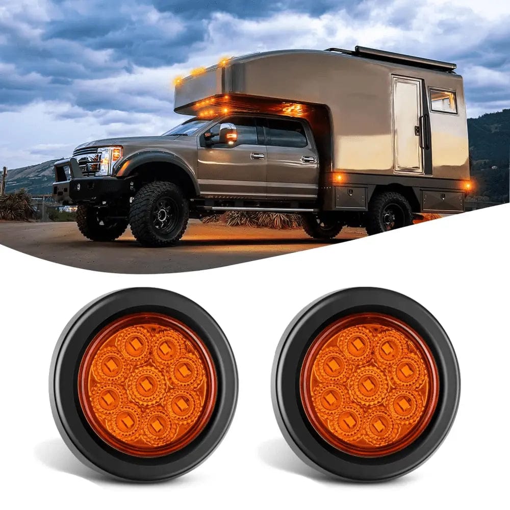 2 Inch Amber 9 Leds Round Marker Clearance Light (Pair) Nilight