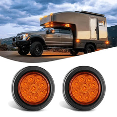 2 Inch Amber 9 Leds Round Marker Clearance Light (Pair)