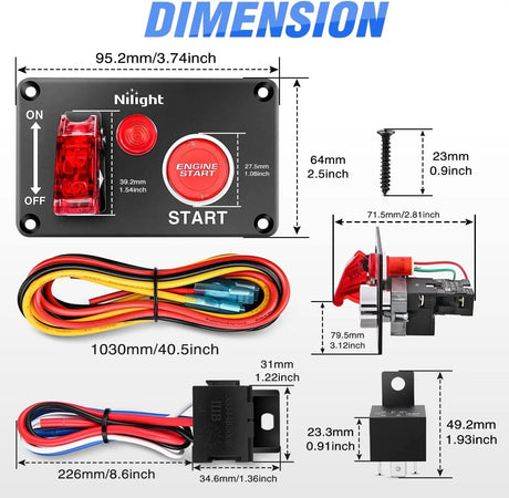 2 in 1 Racing Car Ignition Rocker Switch Panel Nilight