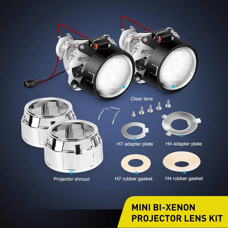 LED Headlight 2.5" Mini Projector Lens for H1 Bulb Headlights Retrofit (Pair)