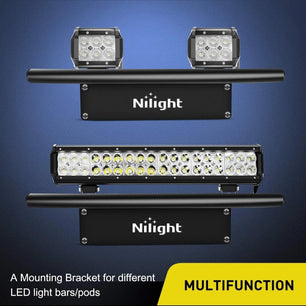 20 Inch 126W Double Row Spot Flood Led Light Bar Front License Plate Mount | 16AWG Wire 3Pin Switch Nilight