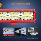 20 Inch 420W Triple Row Red Case Spot Flood LED Light Bar | 16AWG Wire 3Pin Switch Nilight