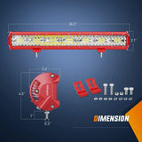 20 Inch 420W Triple Row Red Case Spot Flood LED Light Bar | 16AWG Wire 3Pin Switch Nilight