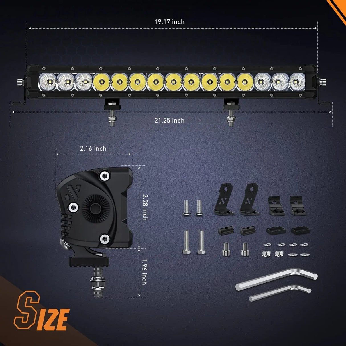 20 Inch 75W 9000LM Osram P8-5W Chips Slim Spot Flood LED Light Bar Nilight