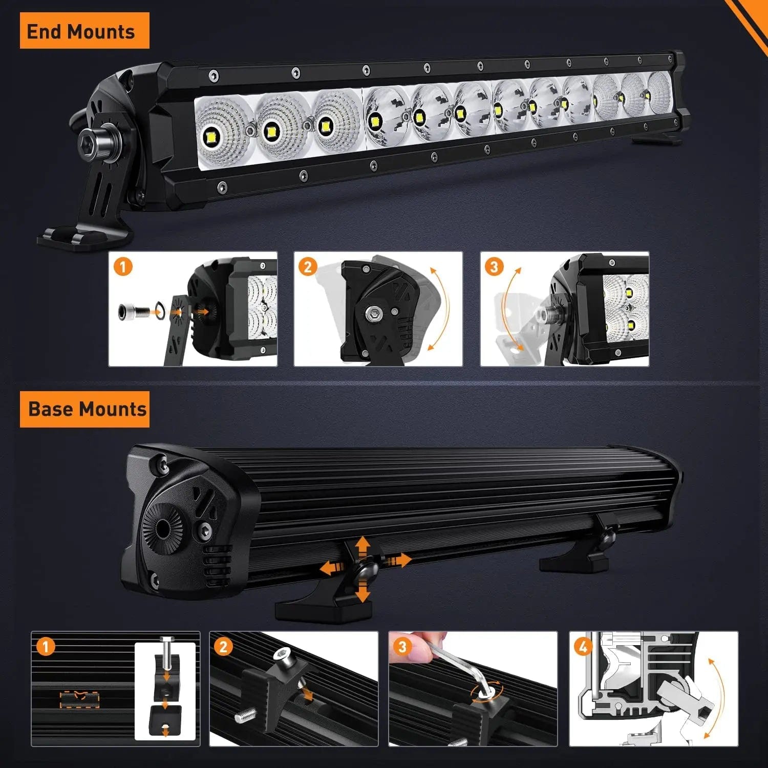 20 Inch 75W 9000LM Osram P8-5W Chips Slim Spot Flood LED Light Bar Nilight