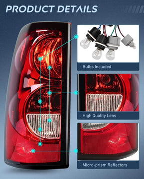 2003-2006 Chevy Silverado 1500 1500HD 2500 2500HD 3500 2007 Chevy Silverado 1500 2500 3500 Classic Taillight Assembly Driver Side Nilight