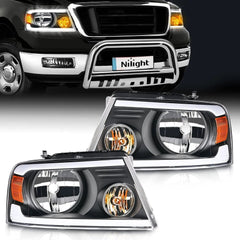 2004-2008 Ford F150 2006-2008 Lincoln Mark LT Led DRL Headlight Assembly Black Case Amber Reflector