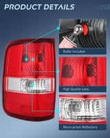 2004-2008 Ford F150 Taillight Assembly Rear Lamp Replacement OE Style Red Housing Driver Side Nilight