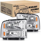 2005-2007 F250 F350 F450 F550 Headlight Assembly Chrome Case Amber Reflector Nilight