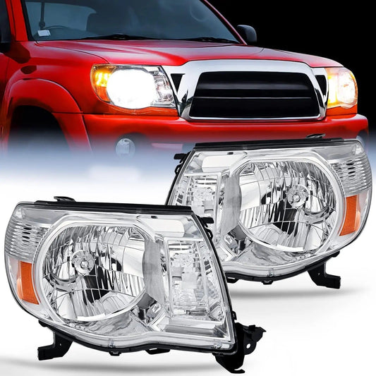 2005-2011 Toyota Tacoma Headlight Assembly Chrome Case Amber Reflector Nilight