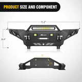 2005-2015 Toyota Tacoma Front Bumper Full Width Solid Steel Winch Plate Offroad 120W Light Bar 18w Pods Nilight