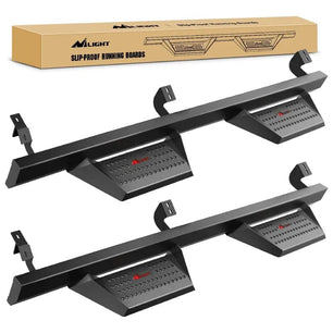 2005-2023 Toyota Tacoma Double Cab Running Boards 4 Inch Drop Side Steps Bolt-on Black Powder Coated Nilight Led Light