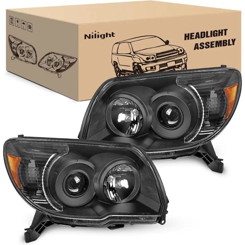 2006-2009 Toyota 4Runner Headlight Assembly Black Housing Amber Reflector Nilight