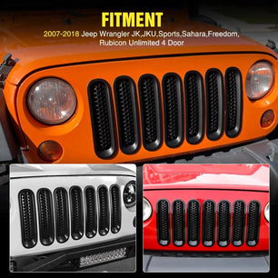 2007-2017 Jeep Wrangler JK Grill Clip-in Mesh Inserts Guard Nilight