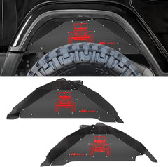 2007-2018 Jeep Wrangler JK JKU 4WD Rear Inner Fender Liners Wheel Cover