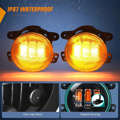 2007-2018 Jeep Wrangler JK Unlimited JKU Amber Fog Light Assembly Nilight