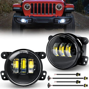 2007-2018 Jeep Wrangler JK Unlimited JKU White Fog Light Assembly Nilight