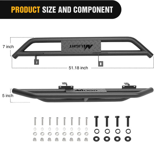 2007-2018 Jeep Wrangler JK & Unlimited 2 Door Running Boards Upgraded Dual Girder System Side Step Slip-Proof Textured Black Heavy Duty Truck Nerf Bars (No 4 DR & No JL) Nilight