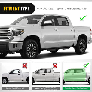 2007-2021 Toyota Tundra CrewMax Cab Running Boards 3.6 Inch Drop Side Steps Bolt-on Black Powder Coated Nilight