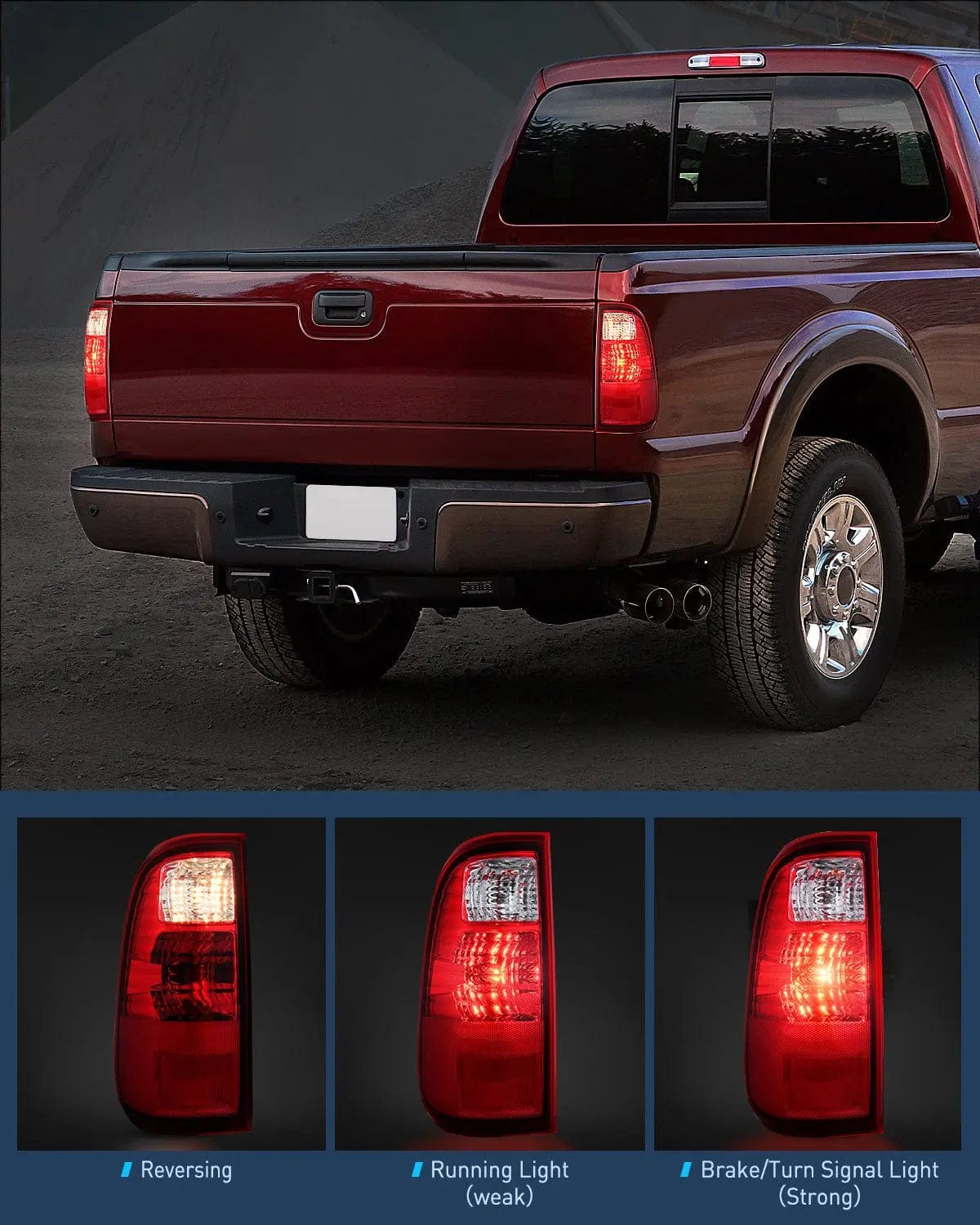 2008-2016 Ford F250 F350 F450 Taillight Assembly Super Duty Rear Lamp Replacement OE Style Driver Passenger Side Nilight