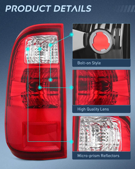 2008-2016 Ford F250 F350 F450 Taillight Assembly Super Duty Rear Lamp Replacement OE Style Driver Passenger Side Nilight