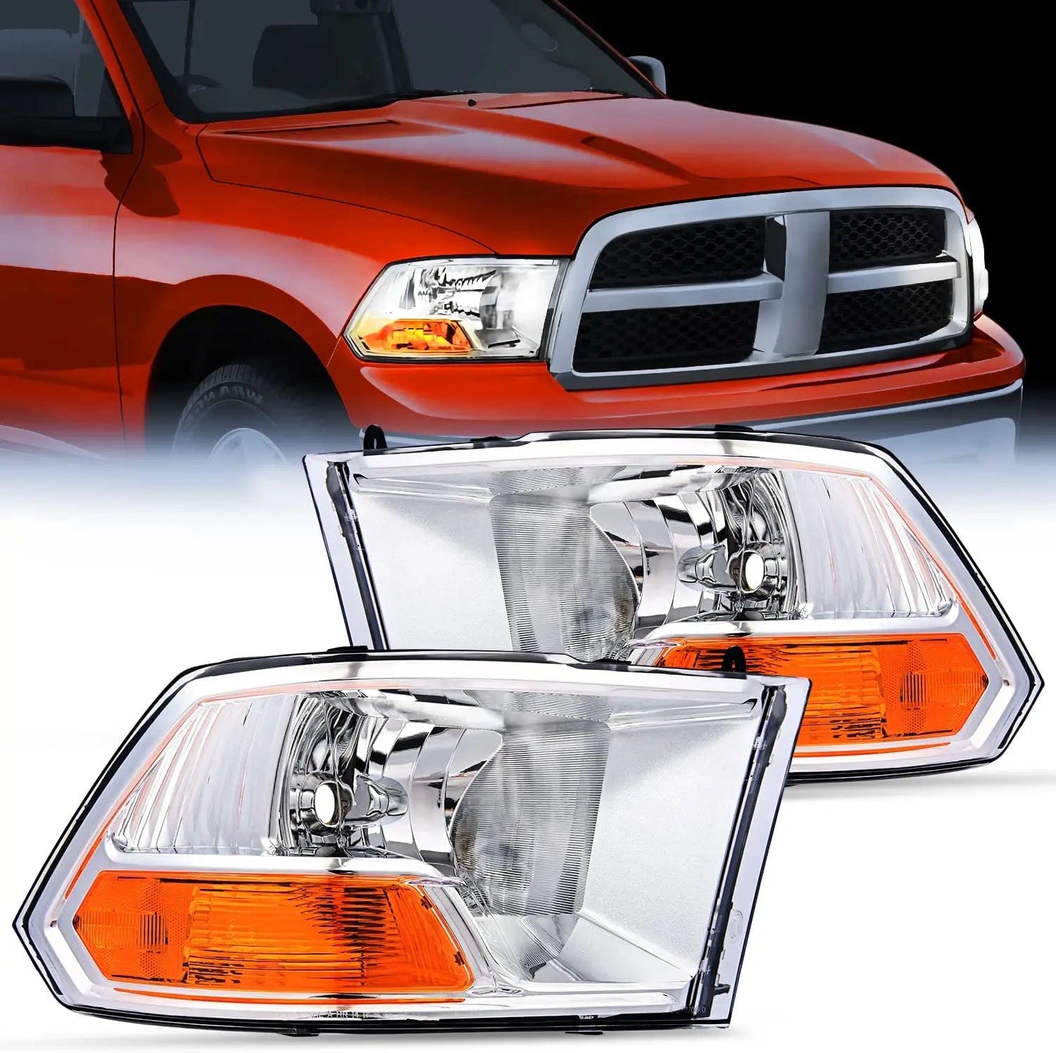 2009-2012 Dodge Ram 1500 2500 3500 Headlights Assembly Dual Beam Clear Case Nilight