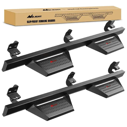 2009-2018 Dodge Ram 1500 Crew Cab 2019-2023 1500 Classic 2010-2022 2500 3500 Running Boards 4 Inch Drop Side Steps Bolt-on Black Powder Coated Nerf Bars Running Boards Nilight