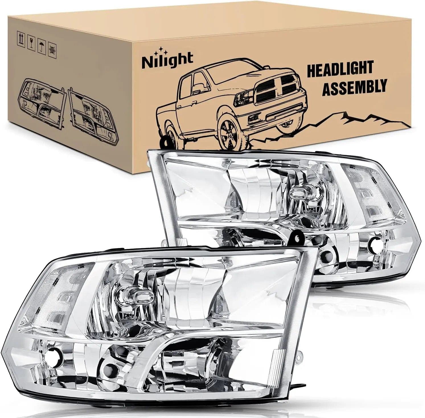 2009-2018 Ram 1500 2500 3500 4500 5500 Headlight Assembly Chrome