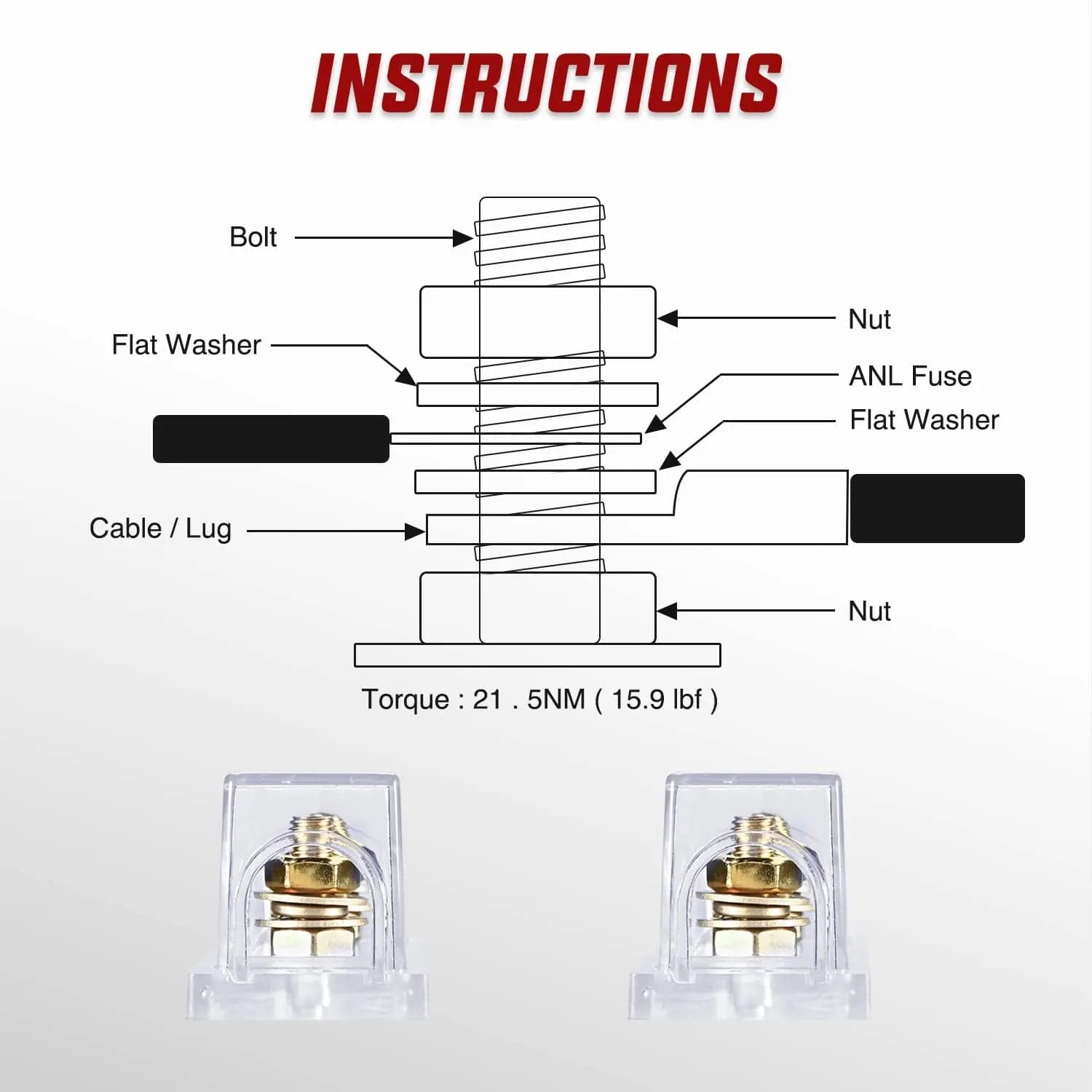 200A ANL Fuse with ANL Fuse Holder Nilight