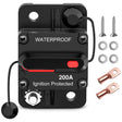 200A Circuit Breaker Resettable 12-48V DC Manual Reset w/Copper Wire Lugs Surface Mount Overload Protection Nilight