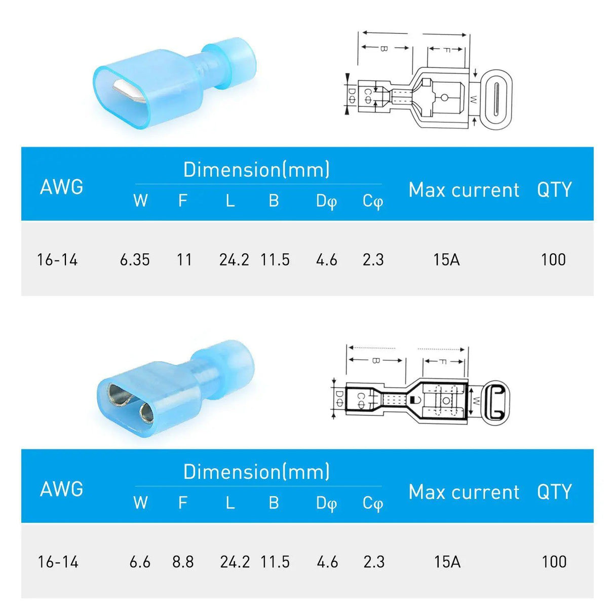 accessory 200Pcs Insulated Wire Crimp Terminal