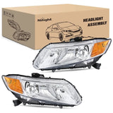 2012-2015 Honda Civic Sedan 4-Door 2012-2013 Civic Coupe 2-Door Headlight Assembly Chrome Case Amber Reflector Nilight