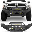 2013-2018 Dodge Ram 1500 Front Bumper Full Width Solid Steel with Winch Plate Offroad 120W LED Light Bar 2Pcs 18W Light Pods D-Rings Nilight