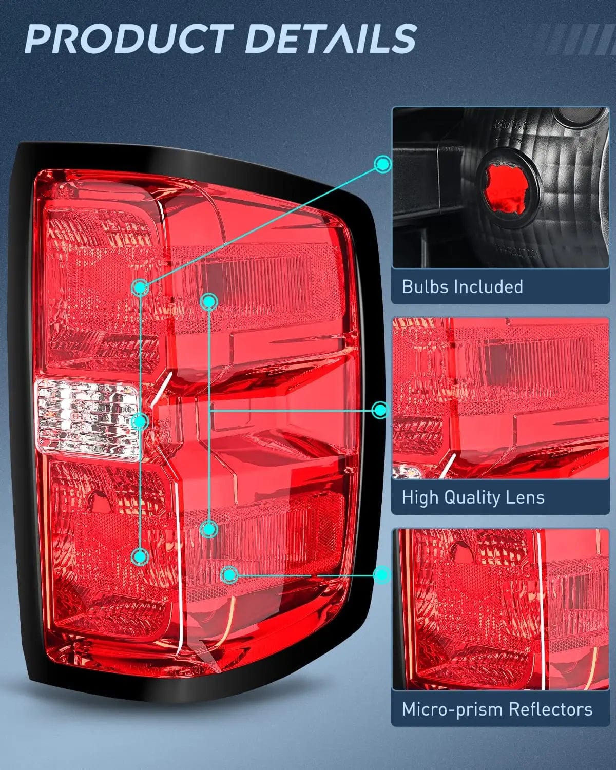 2014-2019 Chevy Silverado 1500 2500 HD 3500 HD 2015-2019 GMC Sierra 3500HD 2019 Silverado 1500LD OE Style Taillight Assembly Rear Lamp Replacement Nilight