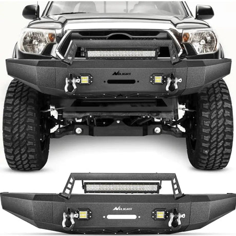 2014-2021 Toyota Tundra Front Bumper Full Width Steel with Winch Plate Offroad 120W Light Bar 18w LED Light Pods Nilight