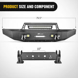 2014-2021 Toyota Tundra Front Bumper Full Width Steel with Winch Plate Offroad 120W Light Bar 18w LED Light Pods Nilight