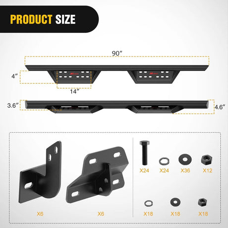 2015-2022 Ford F150 | 2022 F150 Lightning EV | 2017-2022 F250 F350 F450 F550 SuperCrew Cab Running Boards Nilight