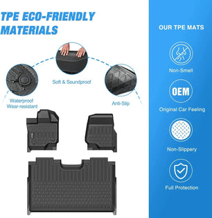 2015-2024 Ford F150 Lightning SuperCrew Cab TPE Floor Mats Nilight